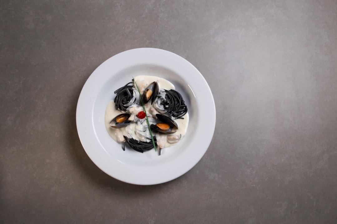 Black risotto Montenegro seafood squid ink plate