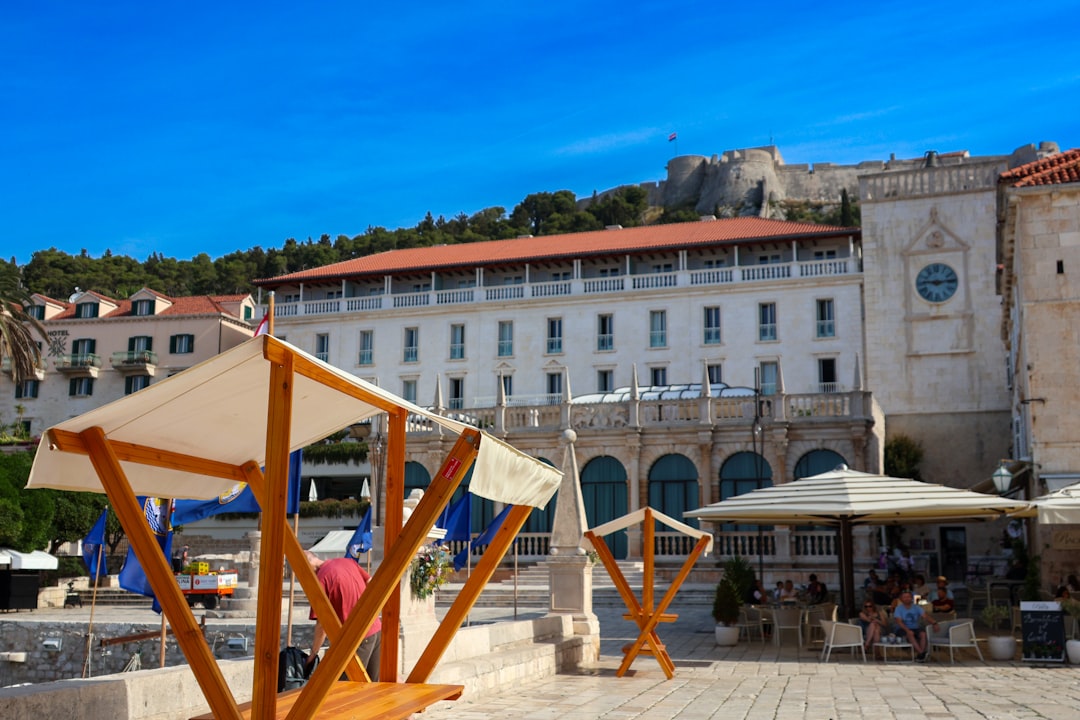 Ston Croatia town square bars evening