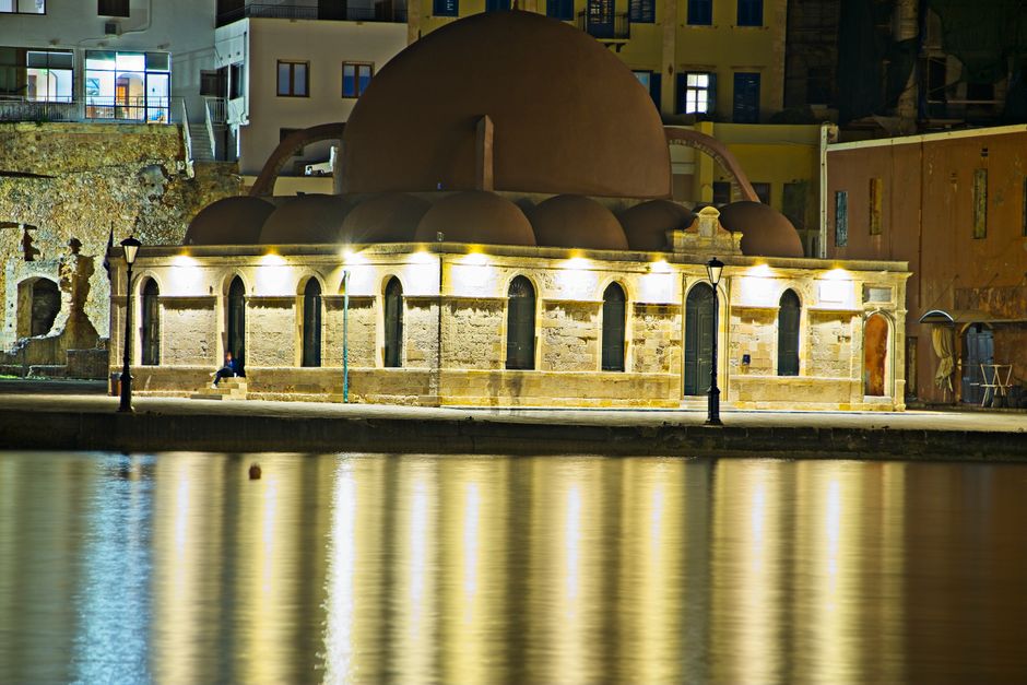Plakias harbor Crete bars evening lights atmosphere
