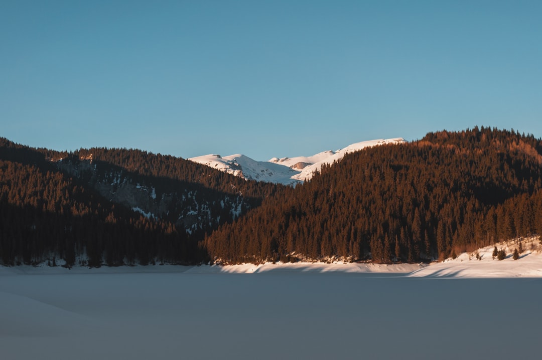 Bâlea Lake frozen winter snow dam Romania