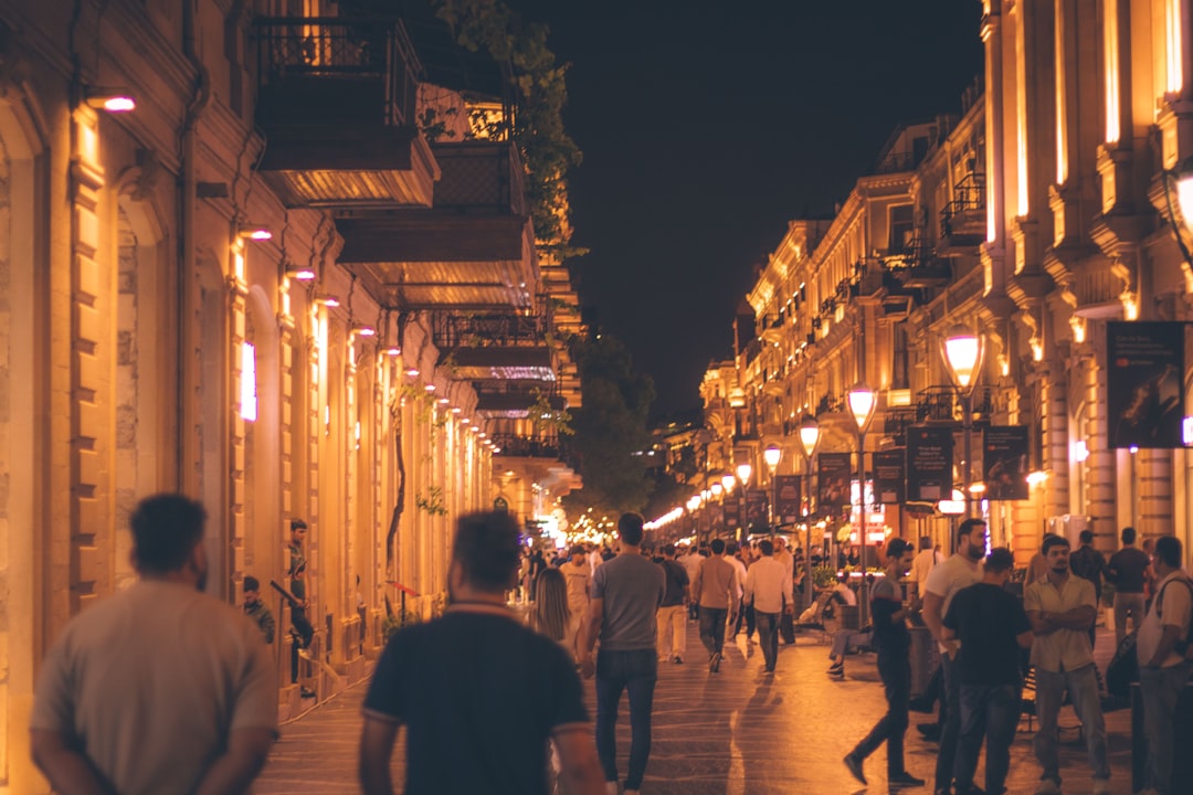 Split nightlife Peristyle bars evening lights tourists