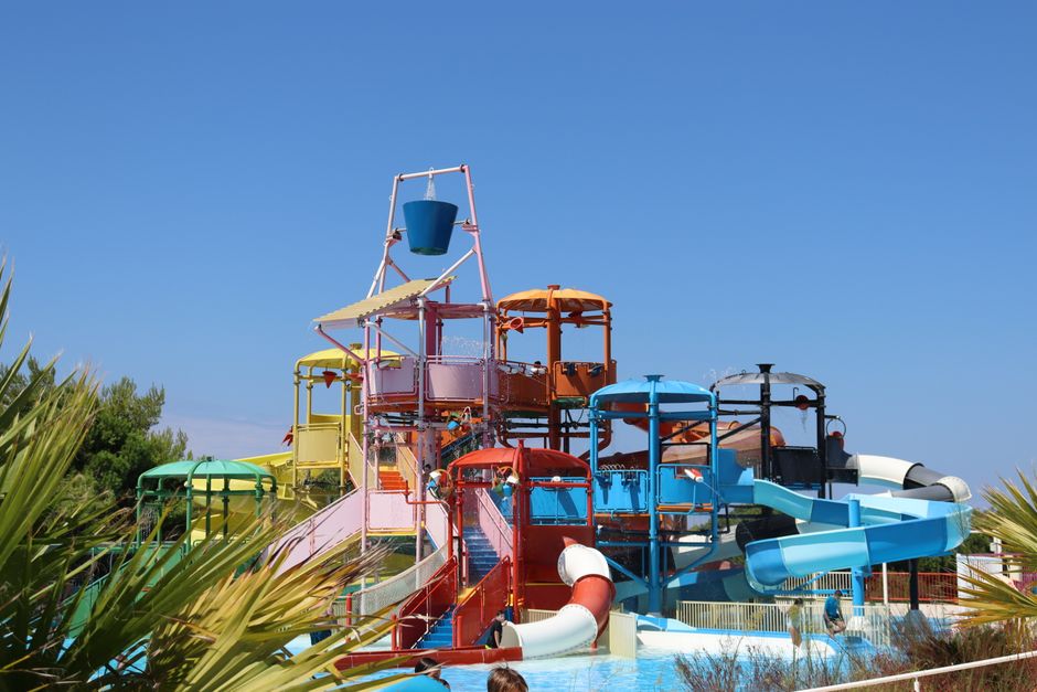 Aquapark Golden Sands Bulgaria water slides crowd summer