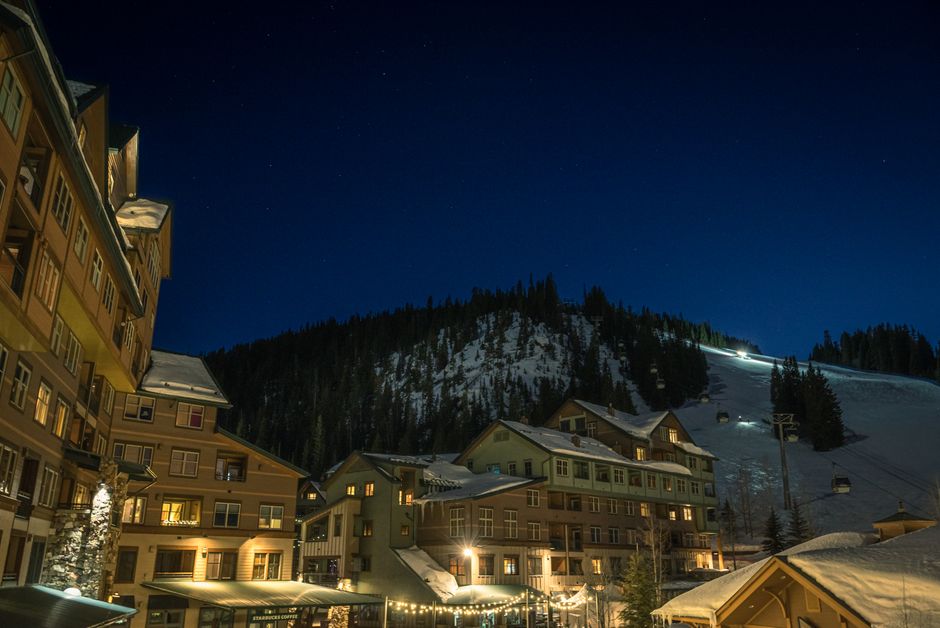 Predeal Romania ski resort mountain town evening lights