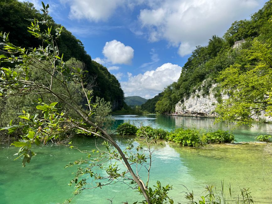 Plitvice Lakes Croatia Upper Lakes turquoise water travertine barriers boardwalk