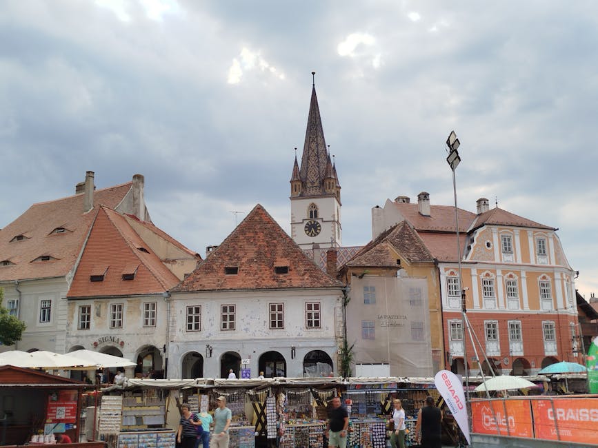 Sibiu Romania night scene Biroul de Timp bar