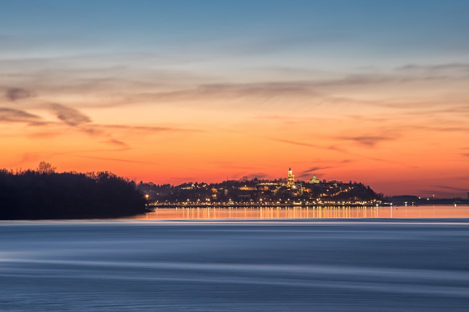 Kalemegdan Fortress Belgrade sunset view Danube Sava confluence