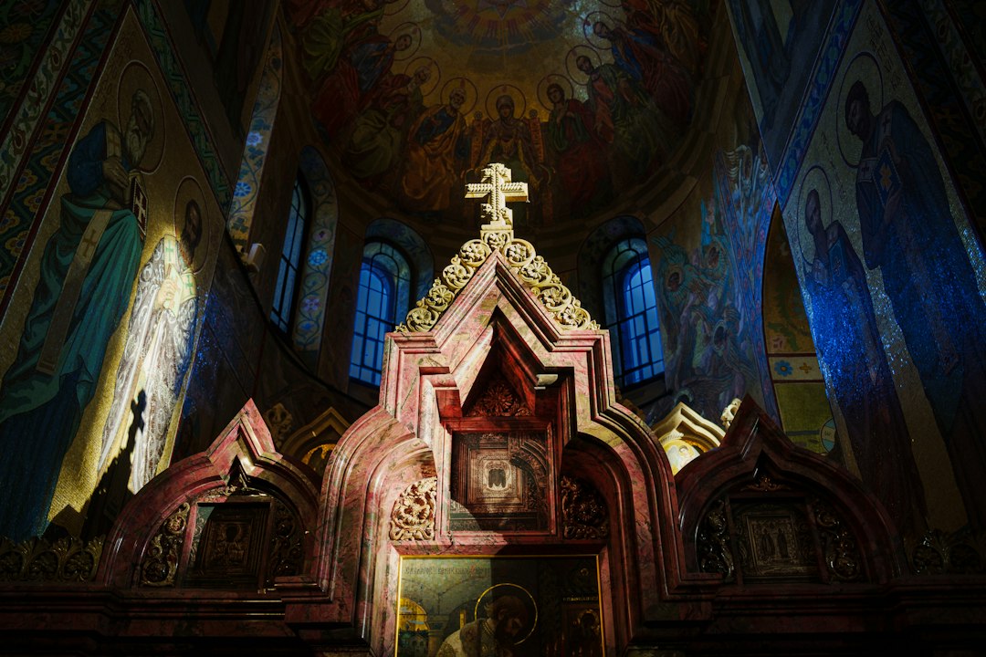 Church of St Sophia Ohrid interior frescoes dim light