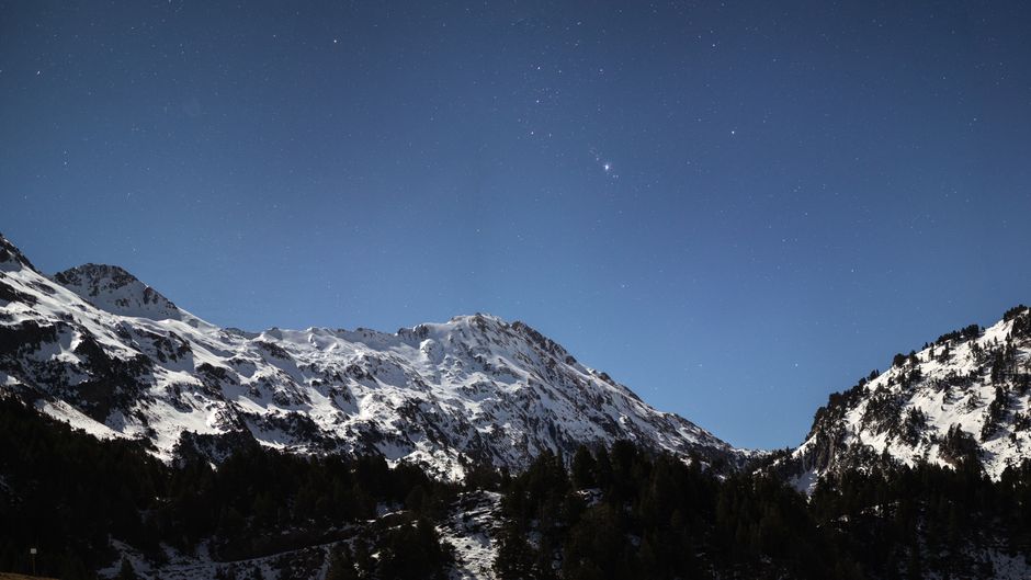 Rila Monastery night sky stars snow mountains silence