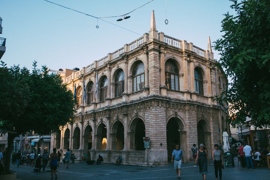 Litochoro main square Greece evening cafes