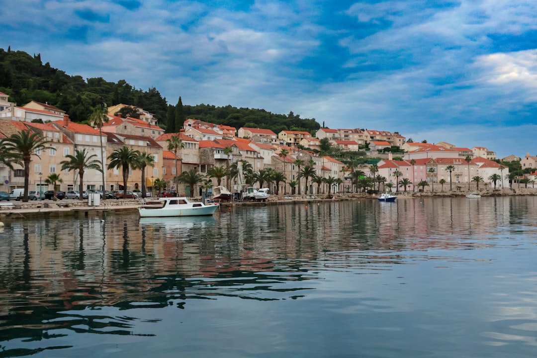 Korcula Town Croatia walled old town Marco Polo statue