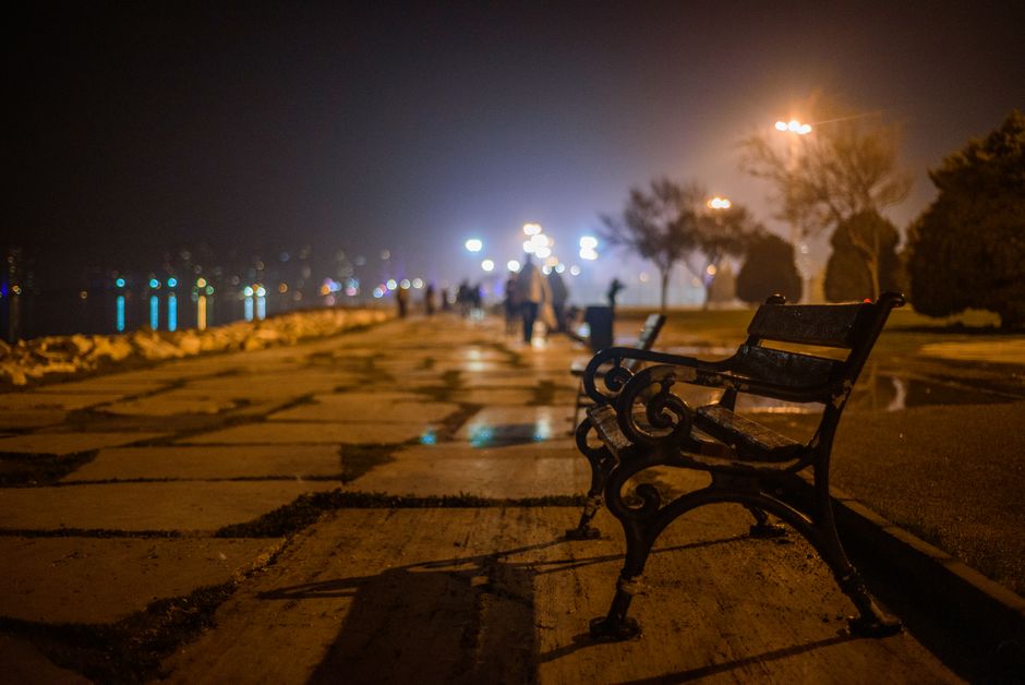 Saranda Albania waterfront promenade night bars lights
