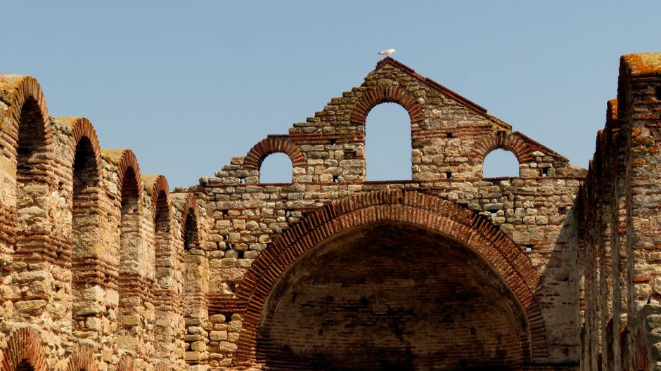 Nesebar island Bulgaria Byzantine churches medieval fortress blue sea