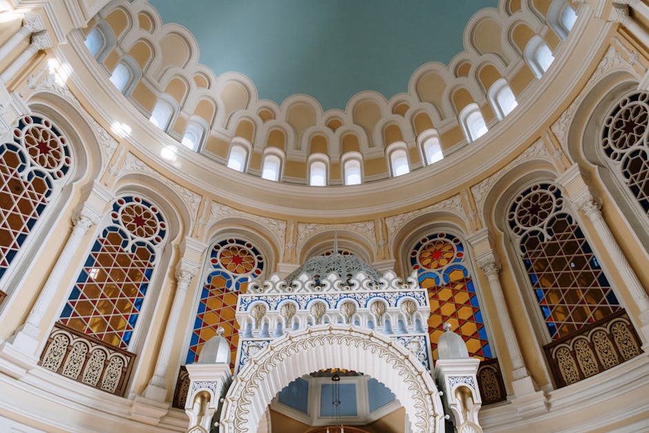 Plovdiv Old Synagogue interior Moorish architecture stained glass