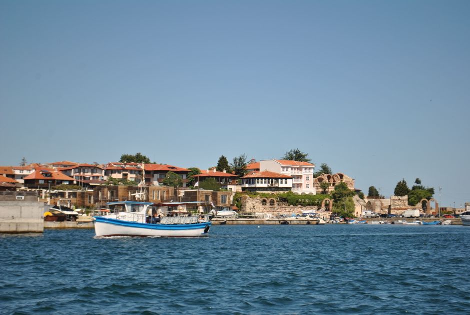 Nessebar Bulgaria old town ancient churches brutalist hotel contrast