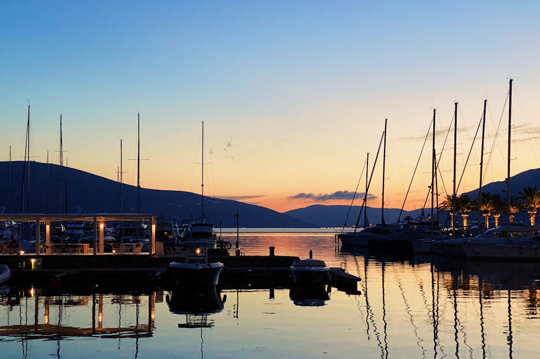 Tivat Montenegro marina luxury yachts fortress evening