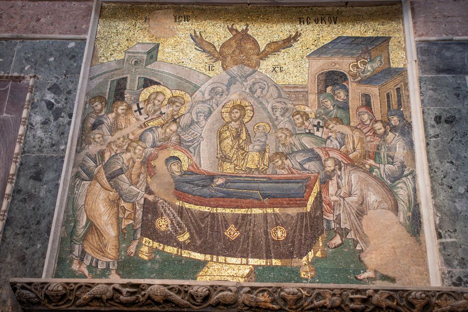 Studenica Monastery Church of the Virgin interior fresco Theotokos of the Spring