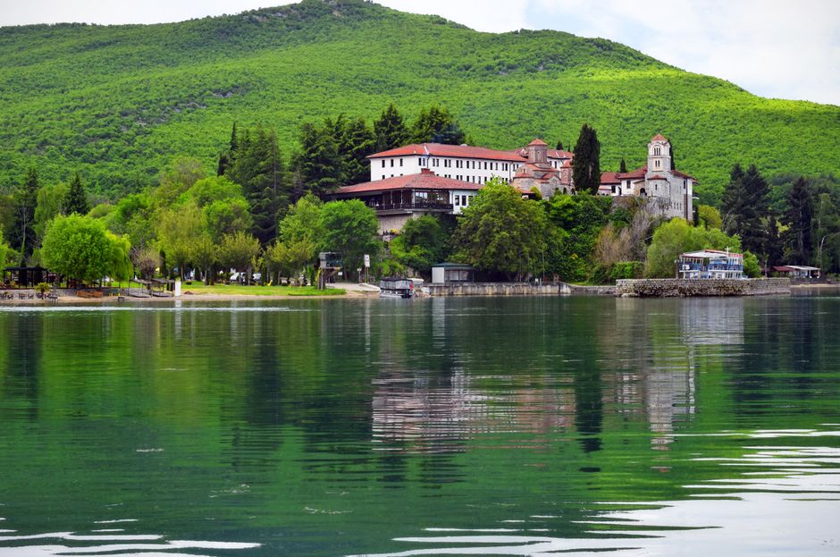Galichica National Park Ohrid dense forest trail monastery view