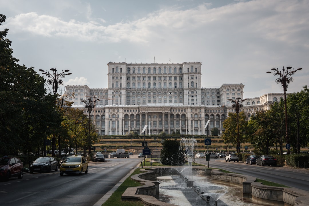 Romanian Parliament building in Bucharest at night
