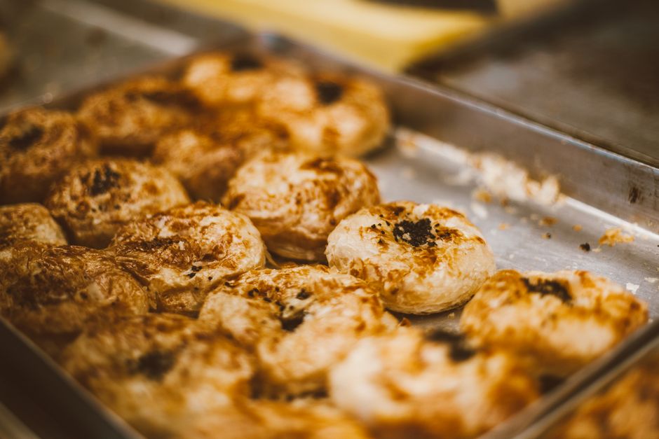Burek fresh baked flaky pastry Bosnian bakery