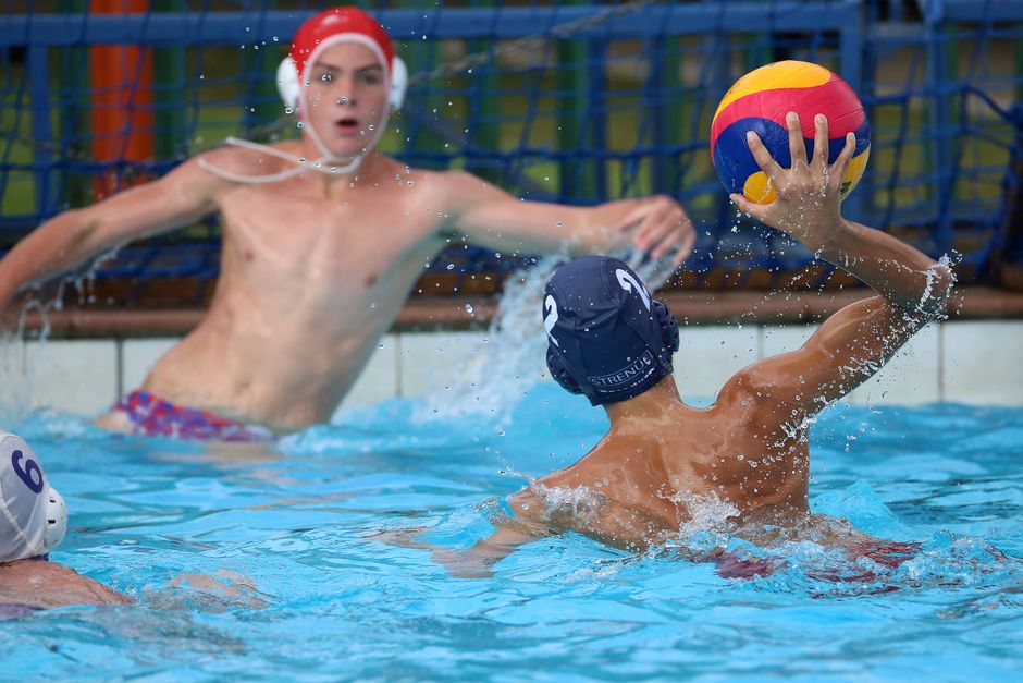 Primorje water polo players reacting during match