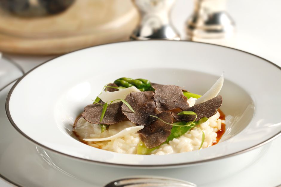 Truffle tagliatelle Slovenia restaurant plate shaved black truffle