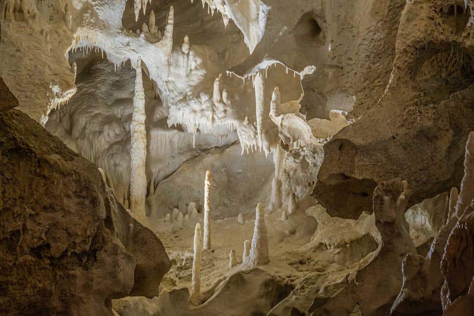 Cerigo Cave Zakynthos Greece stalactites interior light