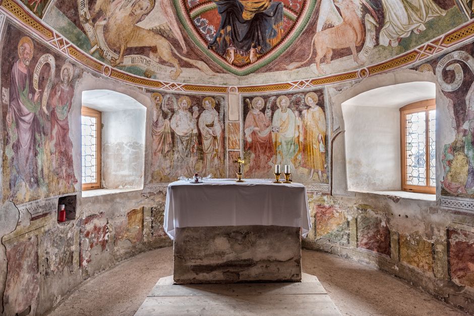 St Marys Church Mali Losinj interior frescoes altar