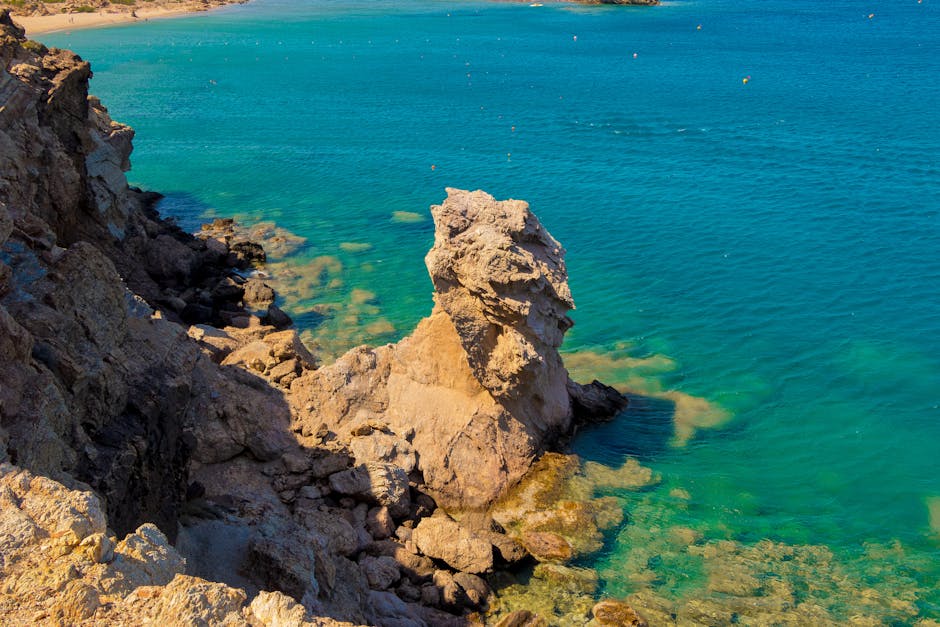 Kriarida Beach Crete turquoise water cliffs seagull