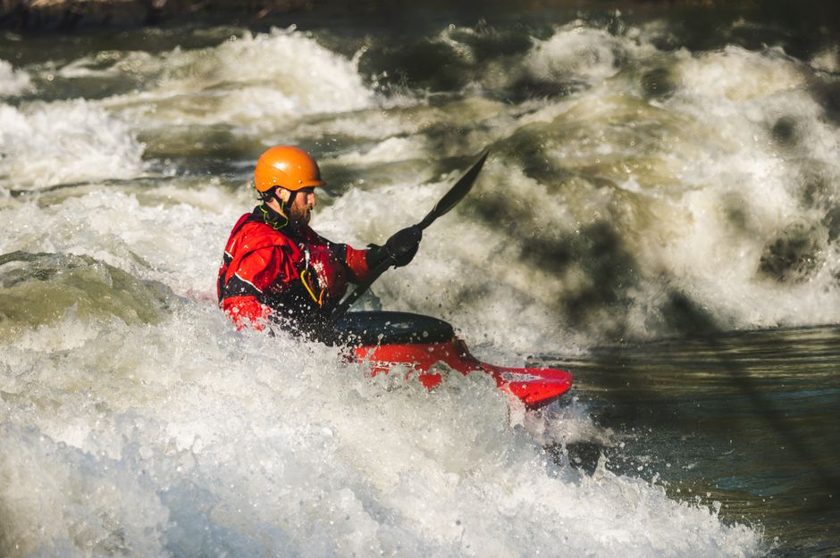 Kayak rafted on Neretva River Bosnia Herzegovina white water rapids