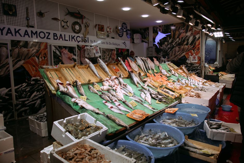 Varna Central Market Bulgaria fresh seafood produce stalls