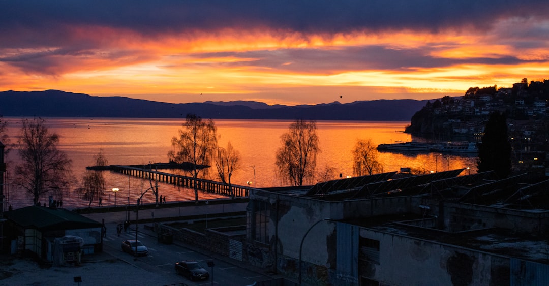 Ohrid lakefront clubs night lights