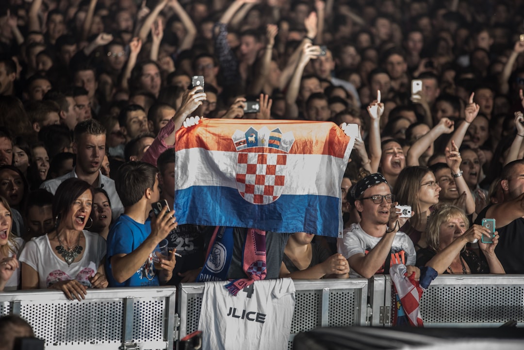 Zagreb fans watching football match on big screen