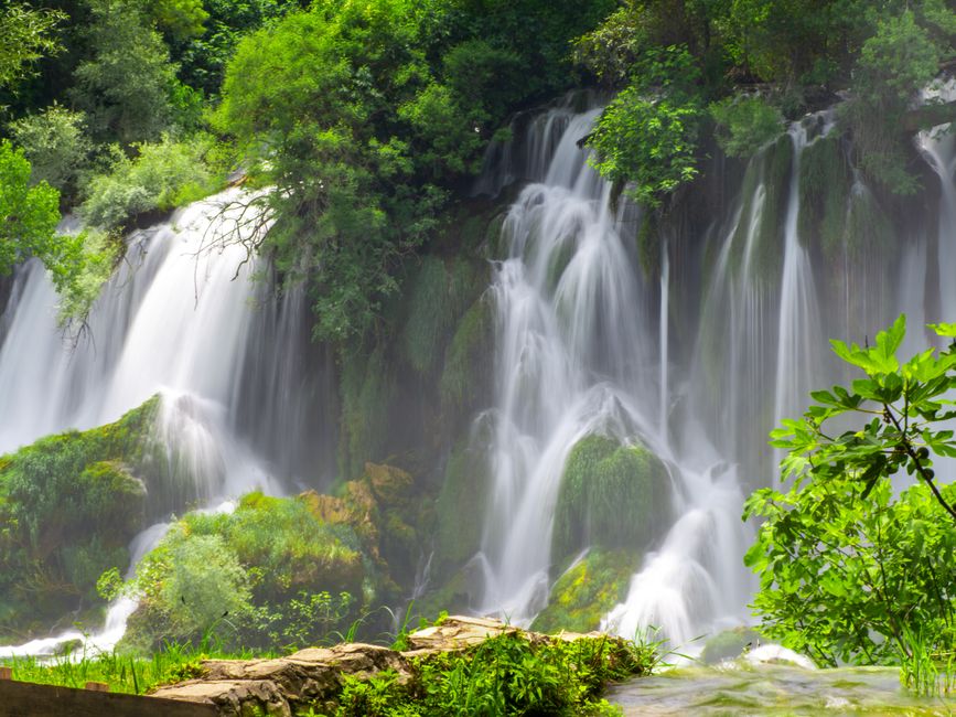 Skakavac waterfall Tara River Canyon Bosnia Herzegovina mist spray