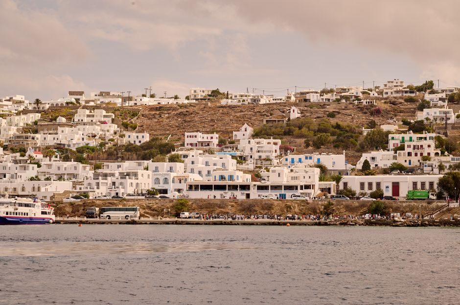 Folegandros Chora village sunset view Cyclades Greece