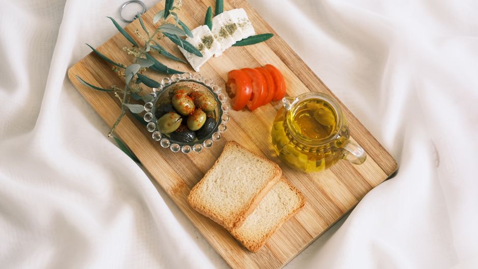 Mount Athos Greece monastery refectory simple meal bread olives