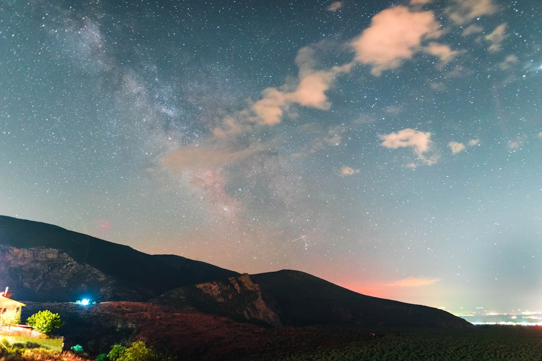 Mount Athos Greece night sky monastery silhouette stars