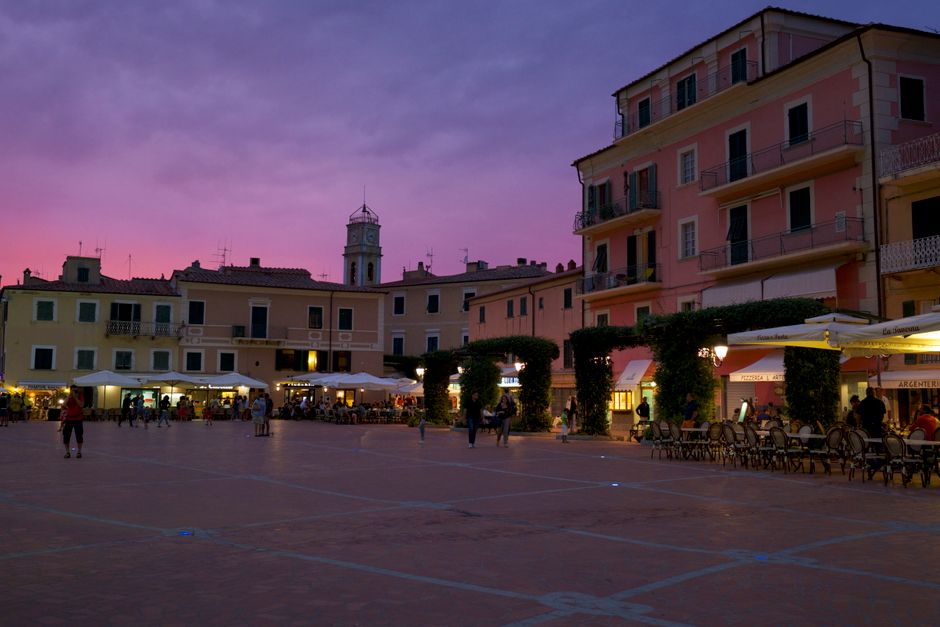 Litochoro town square evening bars restaurants Greece
