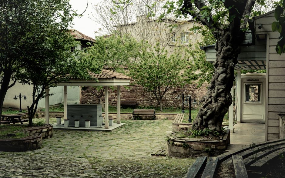 Patriarchate of Peć stone courtyard quiet atmosphere