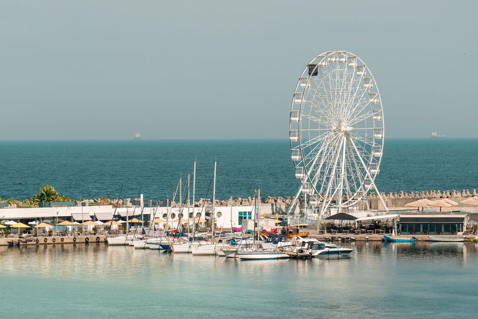 Waterfront Promenade Constanta outdoor cafes port view