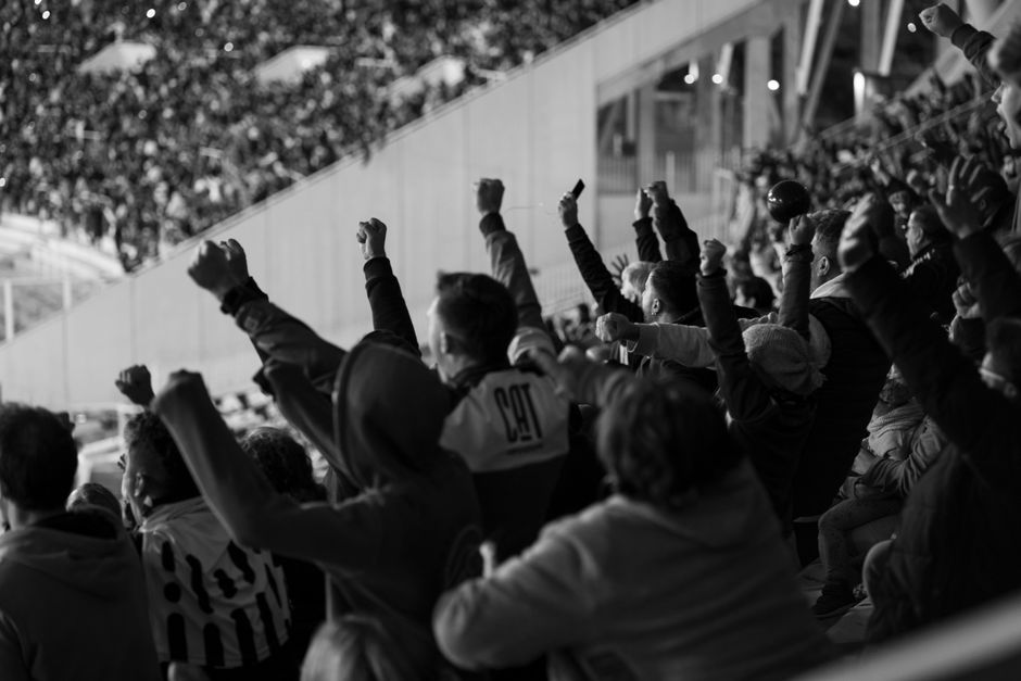 Bosnian football fans cheering Bilino Polje Stadium