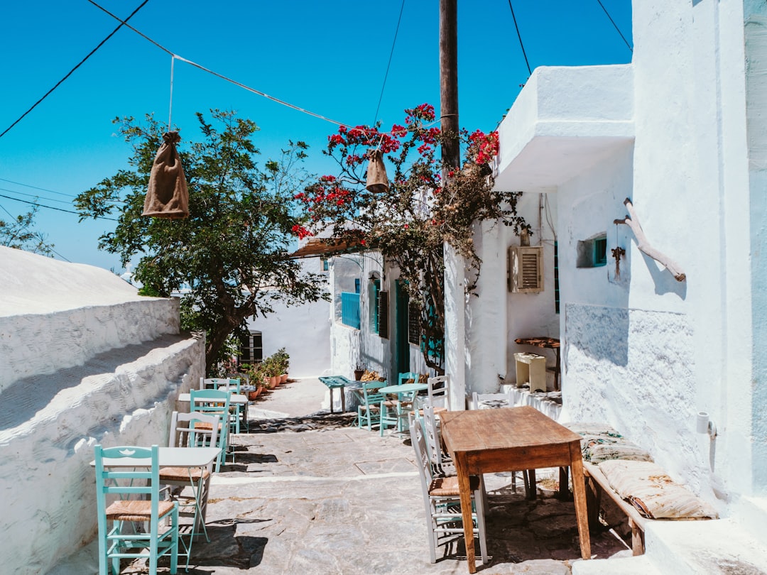 Nea Anchialos town center street cafes Greece