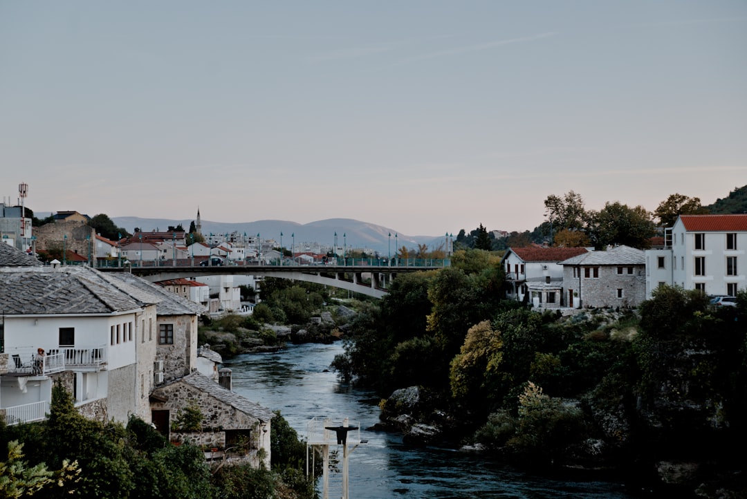 Bar Most Old Bridge Mostar Bosnia Herzegovina nightlife river view evening atmosphere