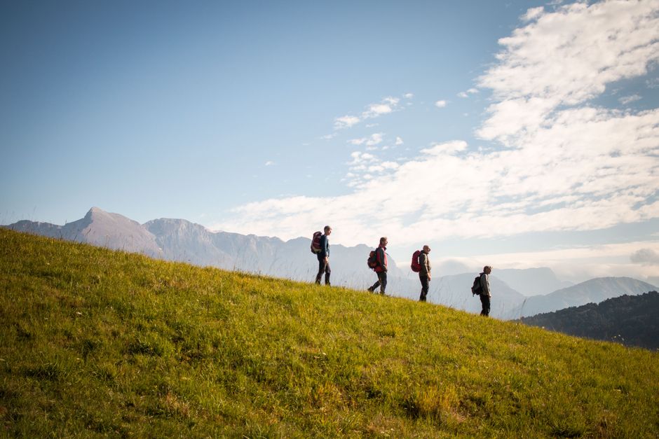 Tourists hiking near Sokobanja mountains