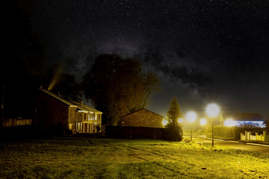 Studenica village evening quiet street lantern light stars