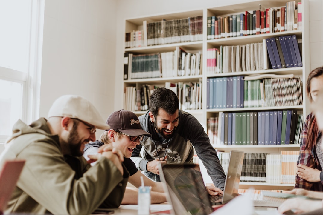 Balkan students studying in a modern library