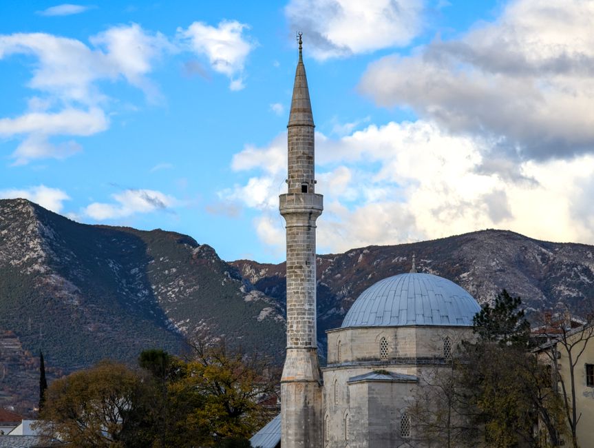 Sinan Pasha Mosque Prizren courtyard fountain minaret