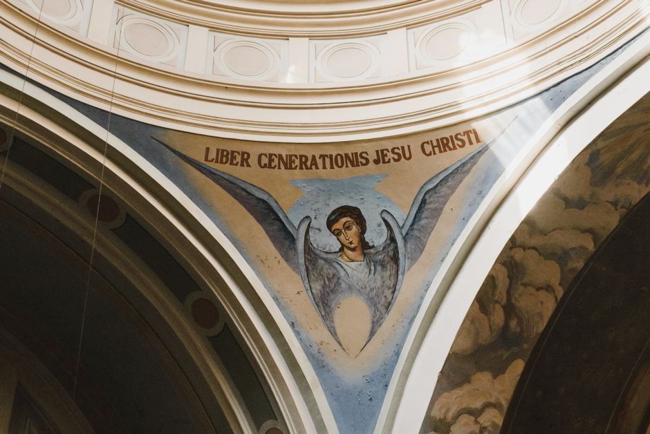 Patriarchate of Peć refectory church ceiling frescoes detail