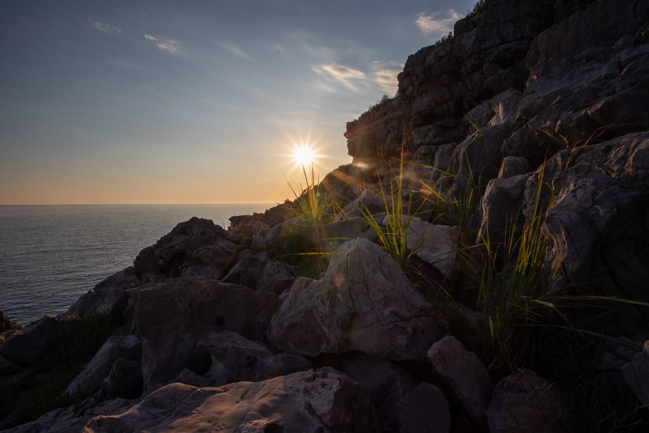 Praskalo Waterfall Montenegro cliff collapsing into Adriatic sea dramatic