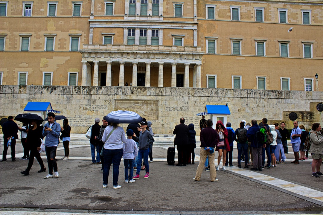 Greek citizens waiting in line for public services