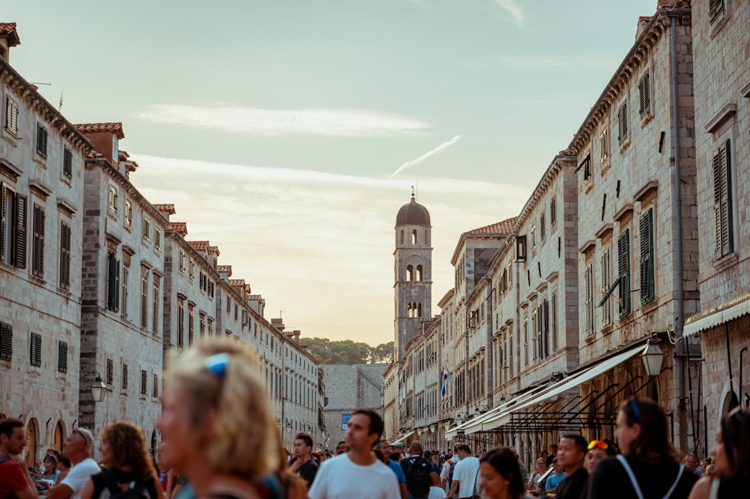 Stradun Dubrovnik Croatia cobblestone street evening lights